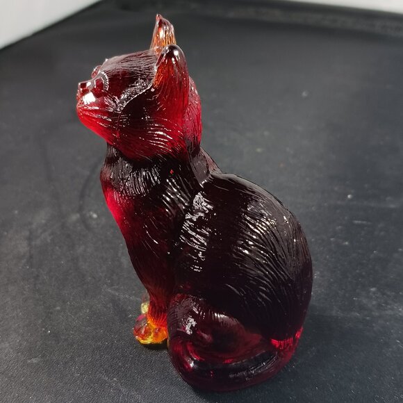 Vintage Mosser Glass Sitting Kittie Cat Figurine Amber Mini - Picture 9 of 10